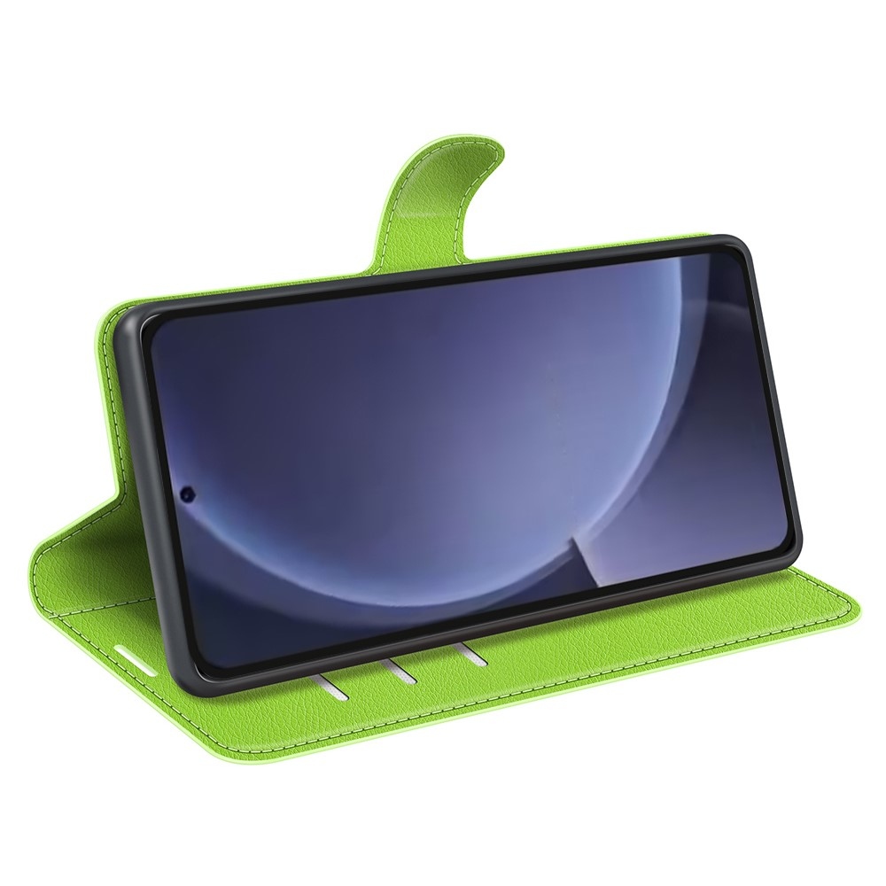 Litchi knížkové pouzdro na Samsung Galaxy S25+ - zelené