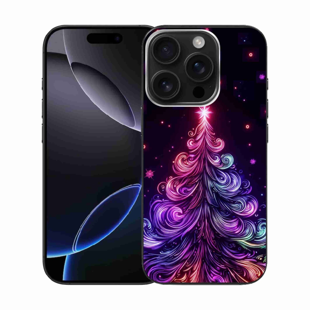 Gelový kryt mmCase na iPhone 16 Pro - neonový vánoční stromek 1