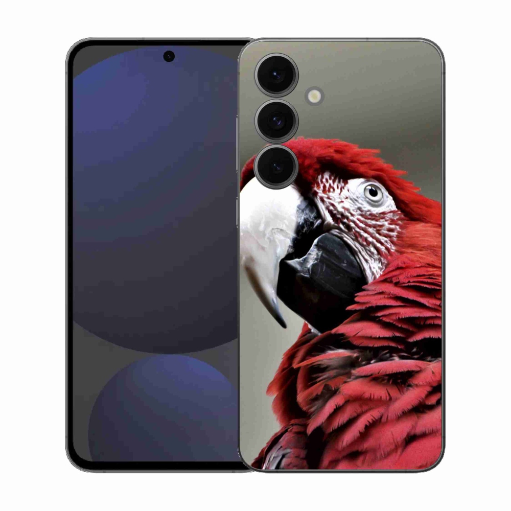 Gelový kryt mmCase na Samsung Galaxy S25 FE - papoušek ara červený