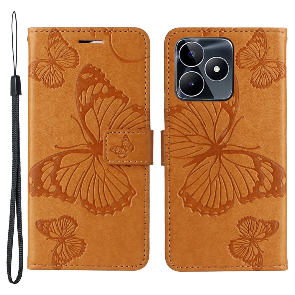 Big Butterfly knížkové pouzdro na Realme C51/C53 - žluté