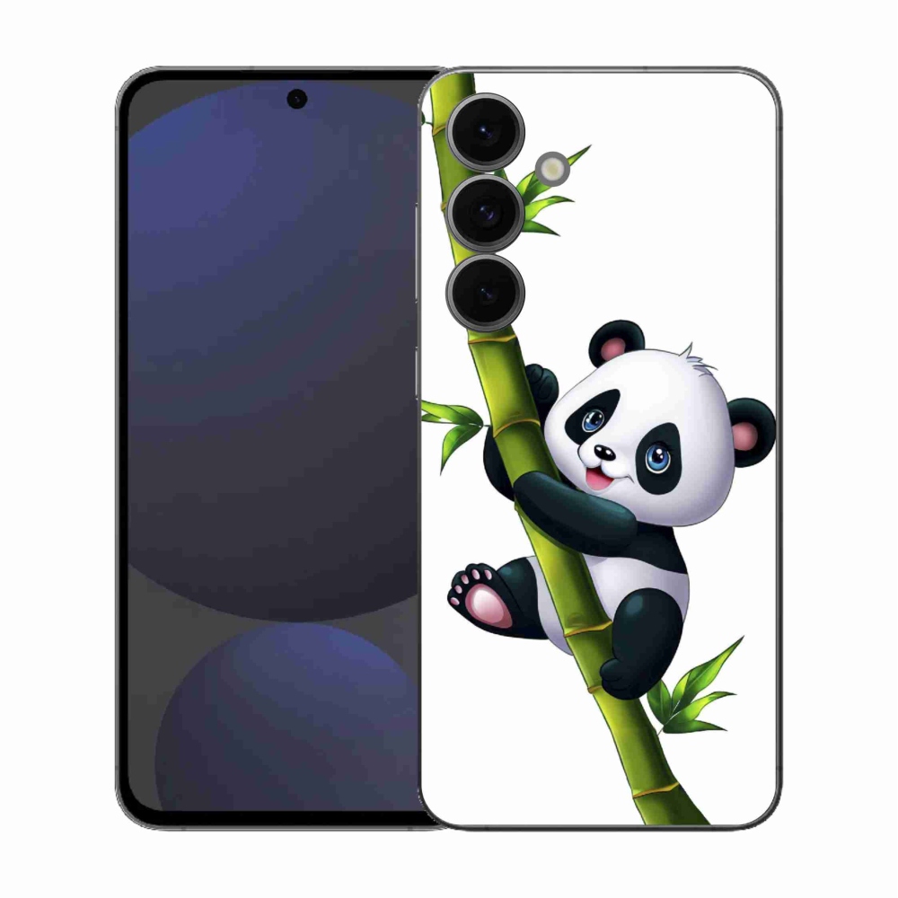 Gelový kryt mmCase na Samsung Galaxy S25 FE - panda na bambusu