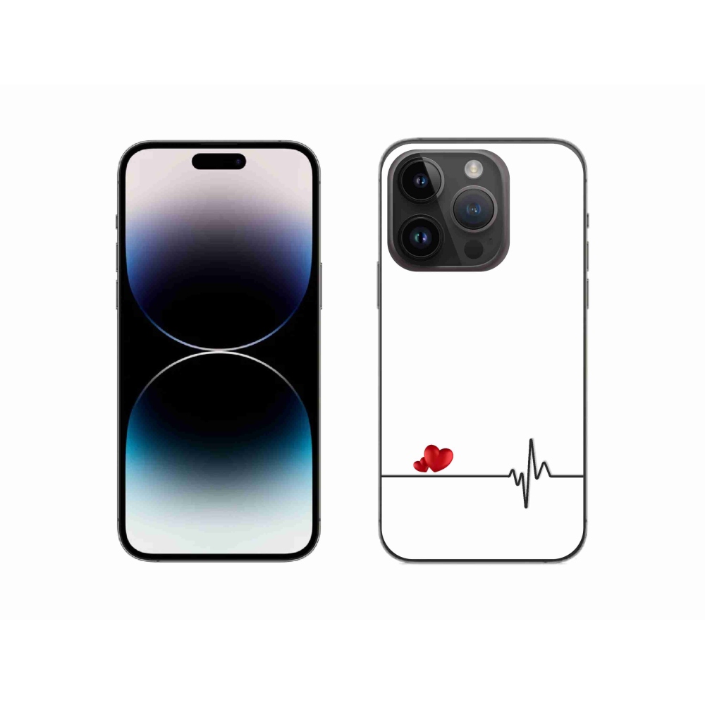 Gelový kryt mmCase na iPhone 14 Pro 6.1 - srdce a tep bílé pozadí