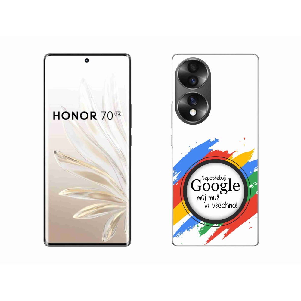 Gelový kryt mmCase na Honor 70 - muž ví všechno bílé pozadí
