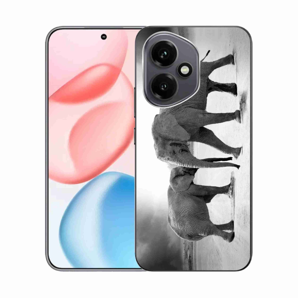 Gelový kryt mmCase na Honor 400 - černobílí sloni