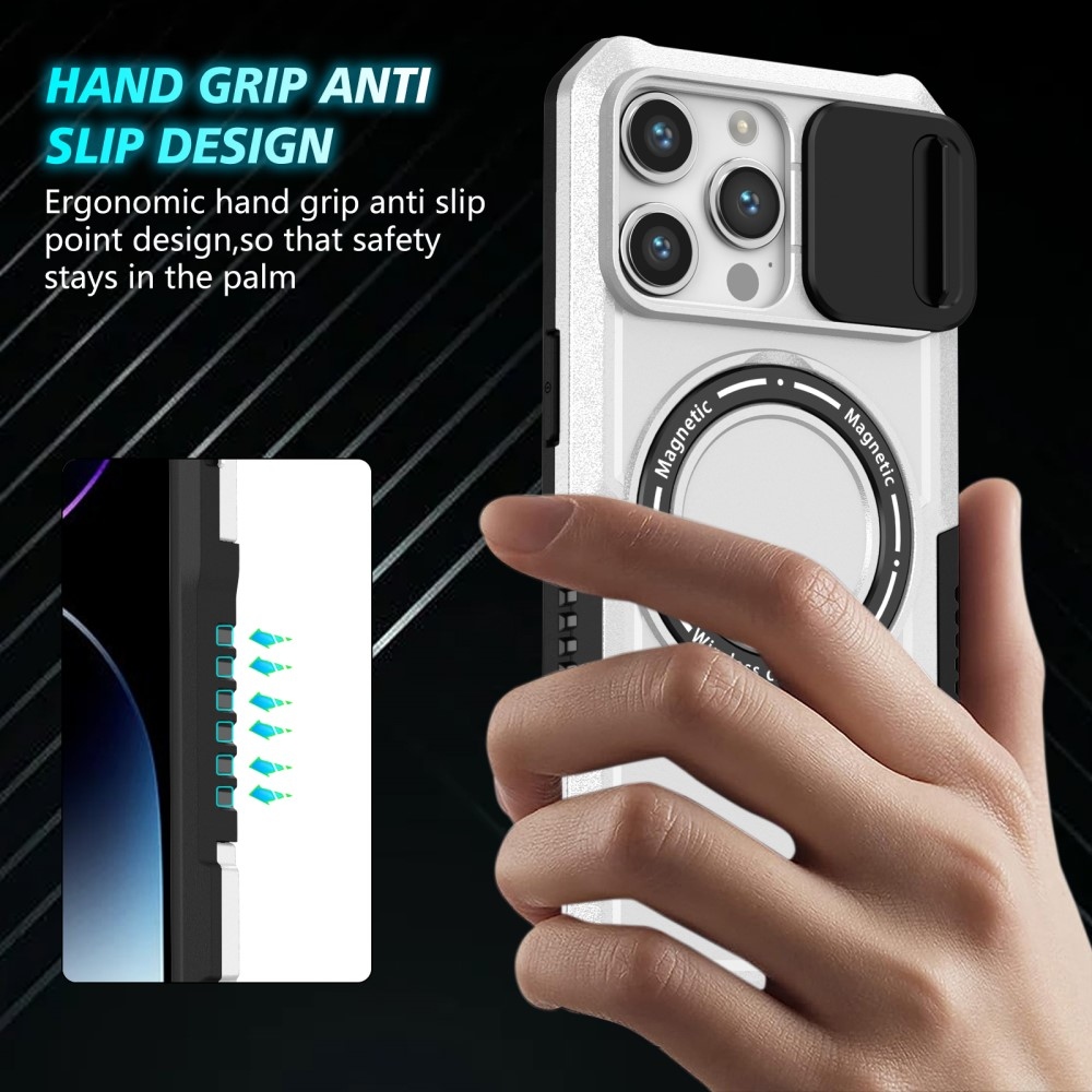 Military odolný kryt s MagSafe na iPhone 14 Pro Max - černý/bílý
