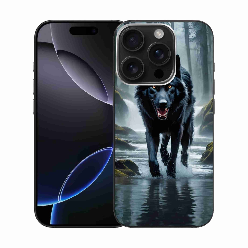 Gelový kryt mmCase na iPhone 16 Pro - černý vlk