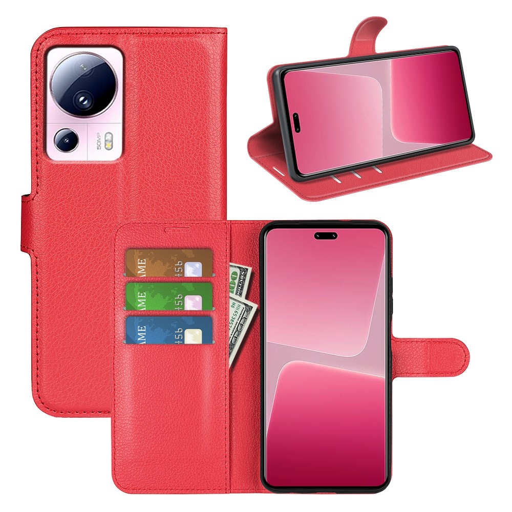 Litchi knížkové pouzdro na Xiaomi 13 Lite - červené