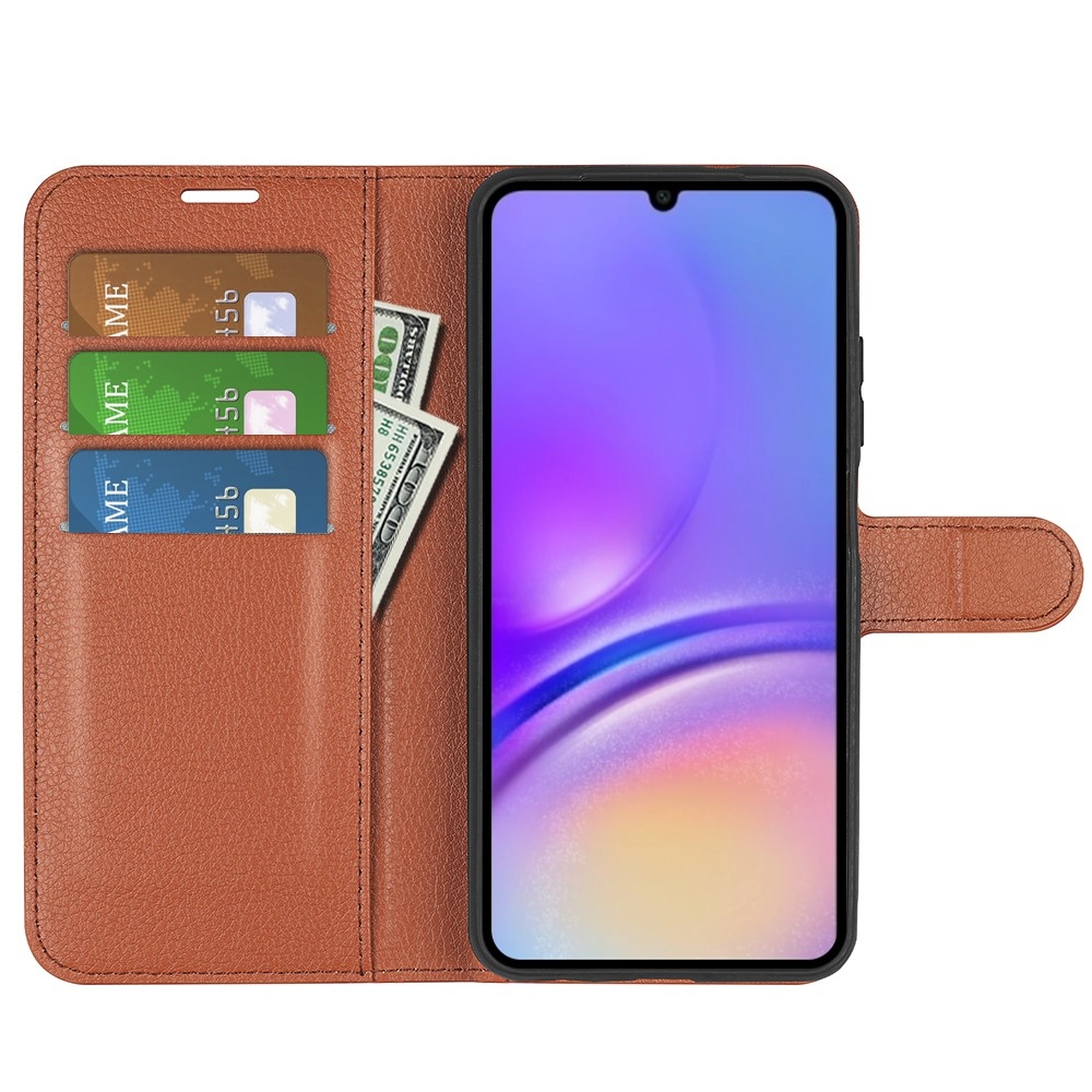 Litchi knížkové pouzdro na Samsung Galaxy A07 4G - hnědé
