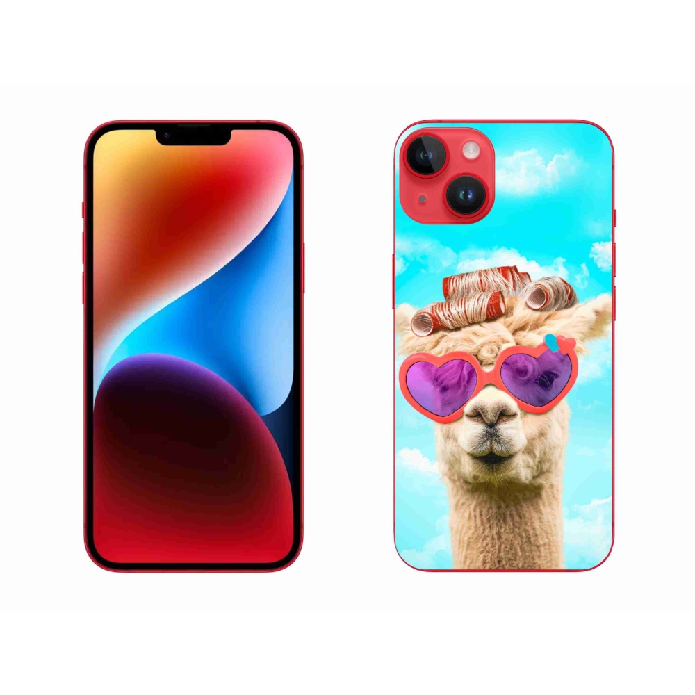 Gelový kryt mmCase na iPhone 14 Plus - lama s brýlemi