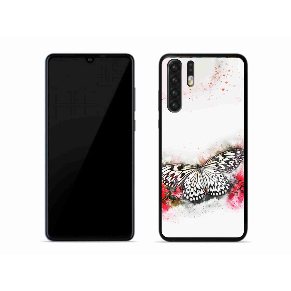 Gelový kryt mmCase na mobil Huawei P30 Pro - černobílý motýl