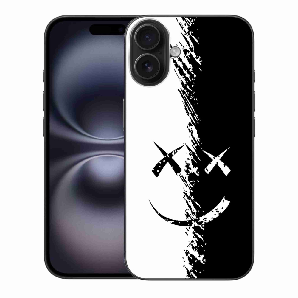Gelový kryt mmCase na iPhone 16 Plus - černobílý smajlík