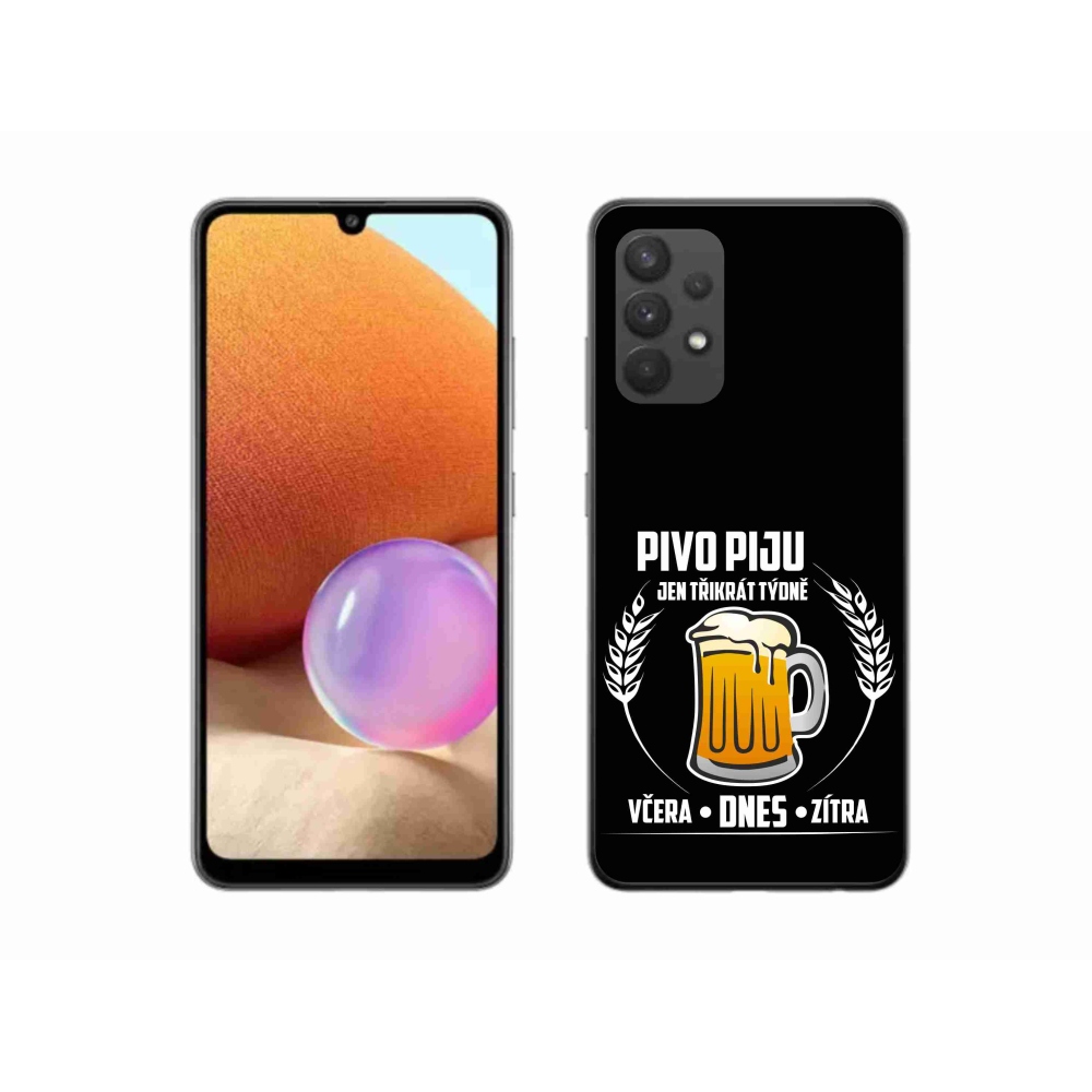 Gelový kryt mmCase na Samsung Galaxy A32 4G - pivní motiv černé pozadí