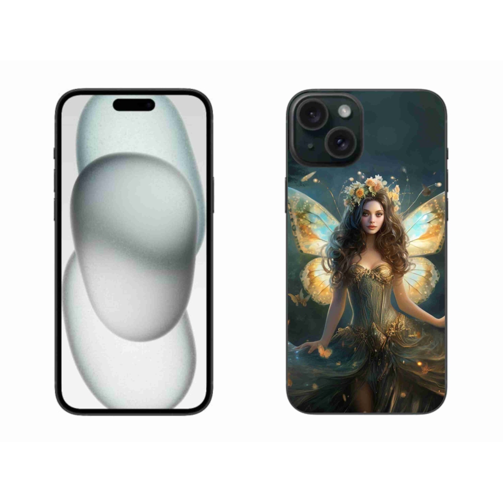 Gelový kryt mmCase na iPhone 15 Plus - motýlí žena