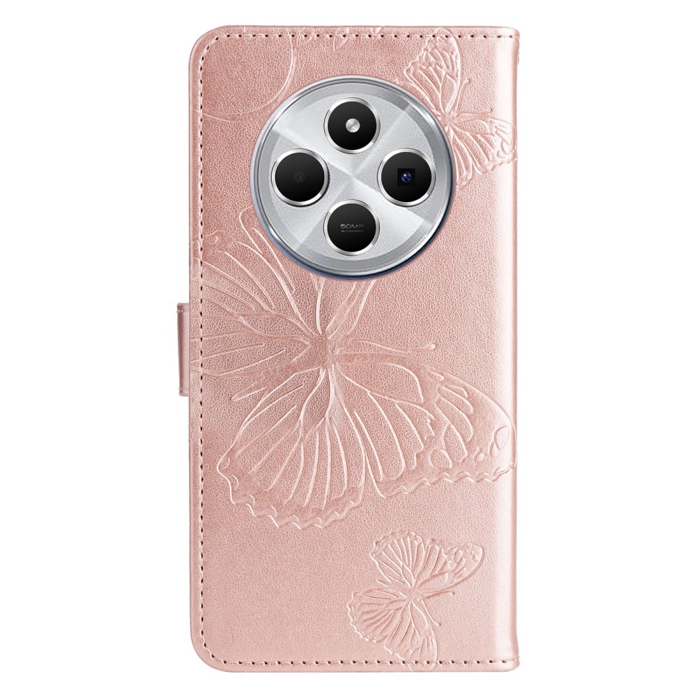 Big Butterfly knížkové pouzdro na Xiaomi Redmi 14C/Poco C75 - růžovozlaté