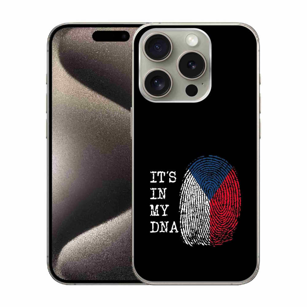 Gelový kryt mmCase na iPhone 15 Pro - vlajka otisk prstu černé pozadí