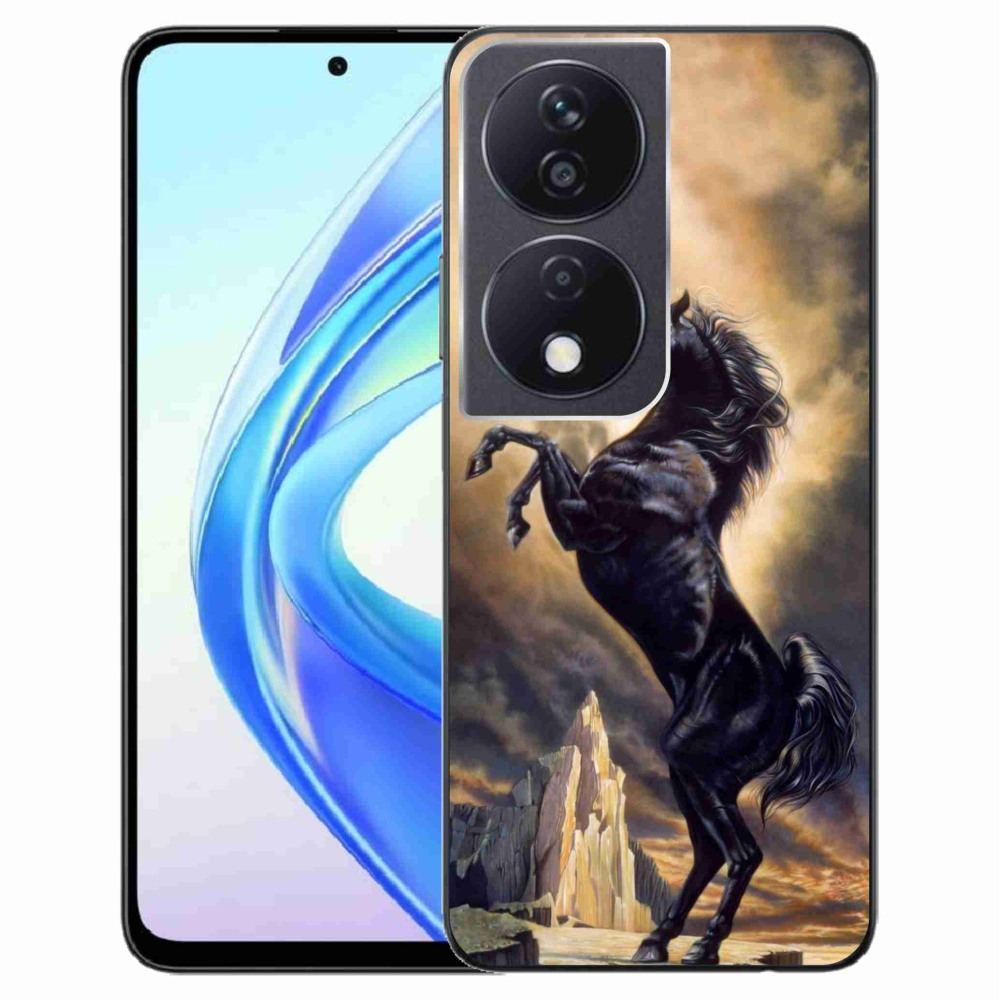 Gelový kryt mmCase na Honor X7b/Honor 90 Smart - černý kreslený kůň