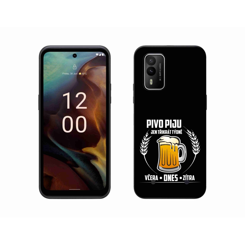 Gelový kryt mmCase na Nokia XR21 - pivní motiv černé pozadí