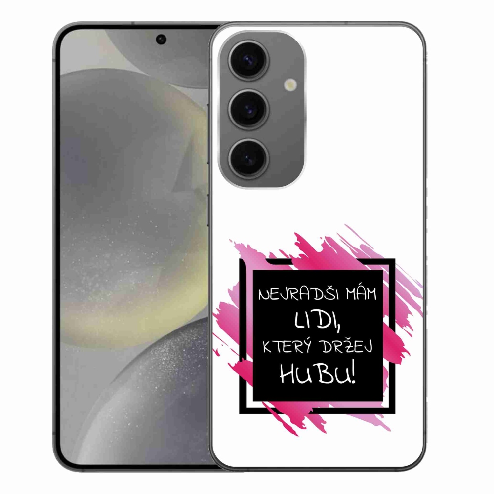 Gelový kryt mmCase na Samsung Galaxy S24+ - vtipný text 7 černobílé pozadí