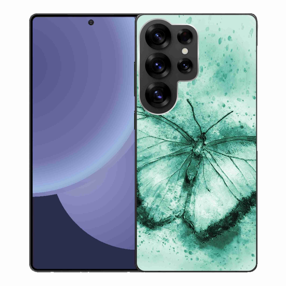 Gelový kryt mmCase na Samsung Galaxy S25 Ultra - zelený motýl