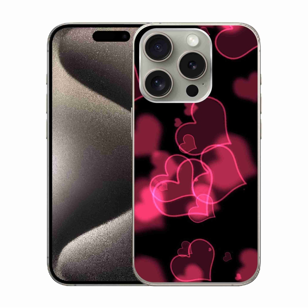 Gelový kryt mmCase na iPhone 15 Pro - červená srdíčka