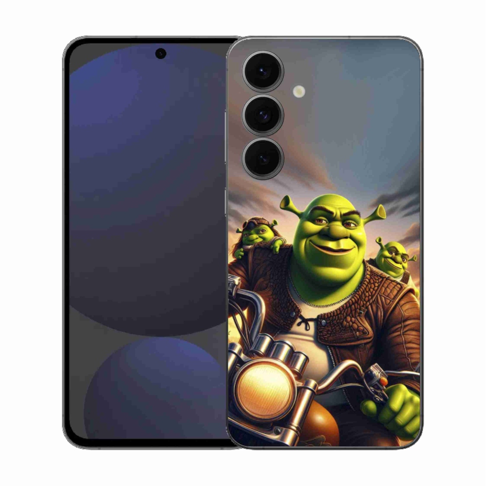 Gelový kryt mmCase na Samsung Galaxy S25 FE - shrek na motorce