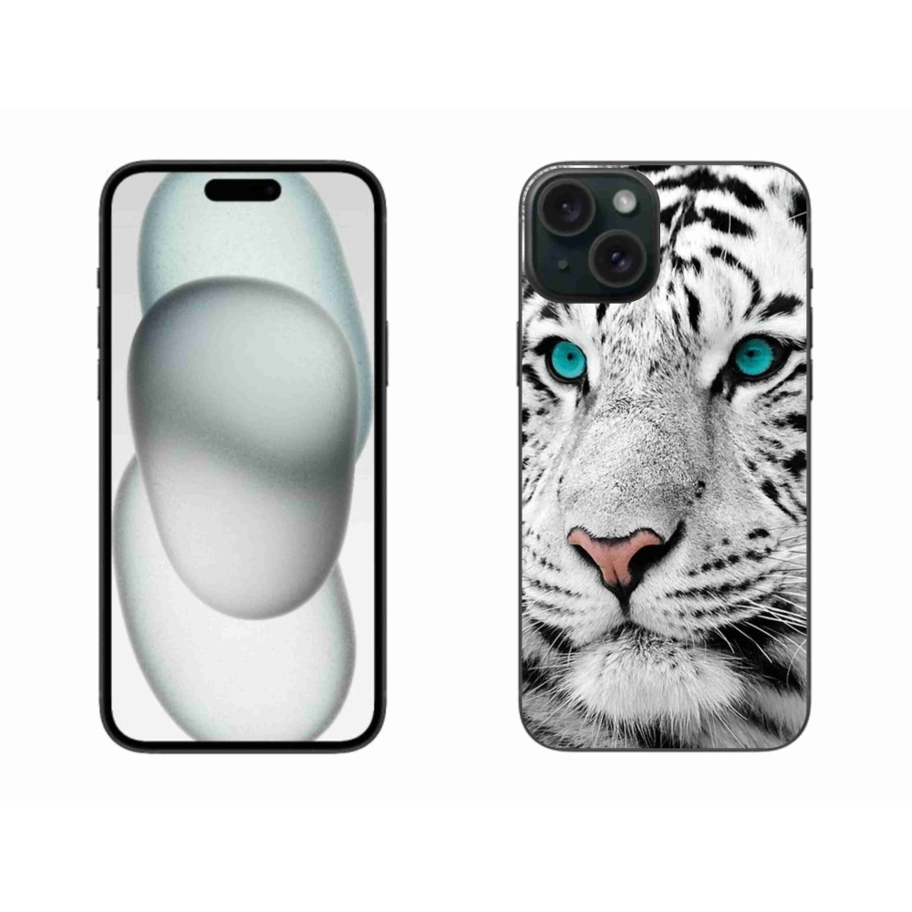 Gelový kryt mmCase na iPhone 15 Plus - bílý tygr