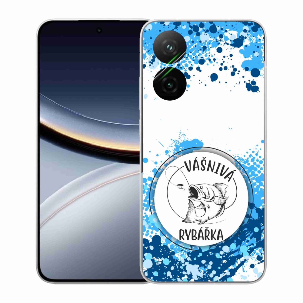 Gelový kryt mmCase na Xiaomi Poco F7 5G - vášnivá rybářka bílé pozadí
