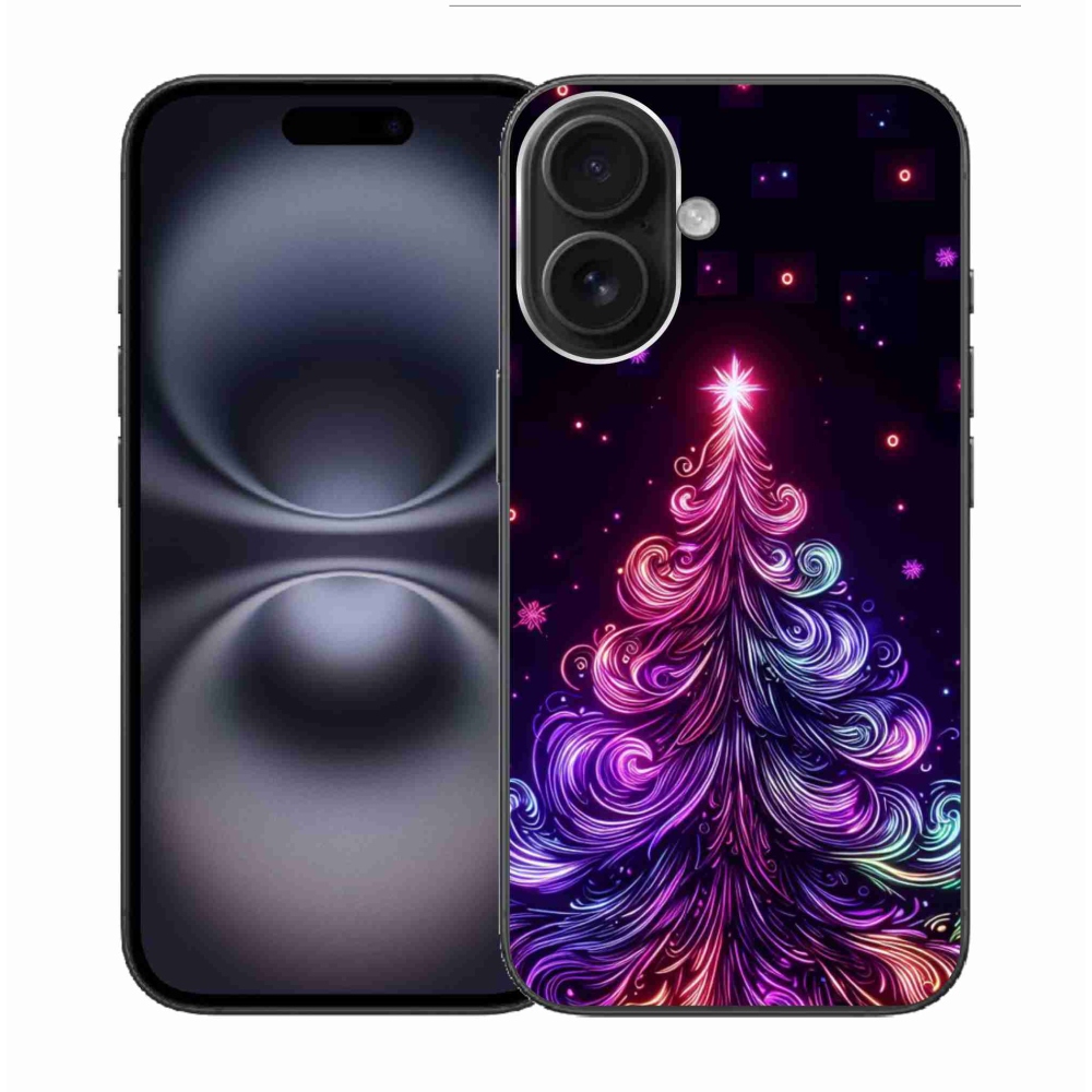 Gelový kryt mmCase na iPhone 16 - neonový vánoční stromek 1