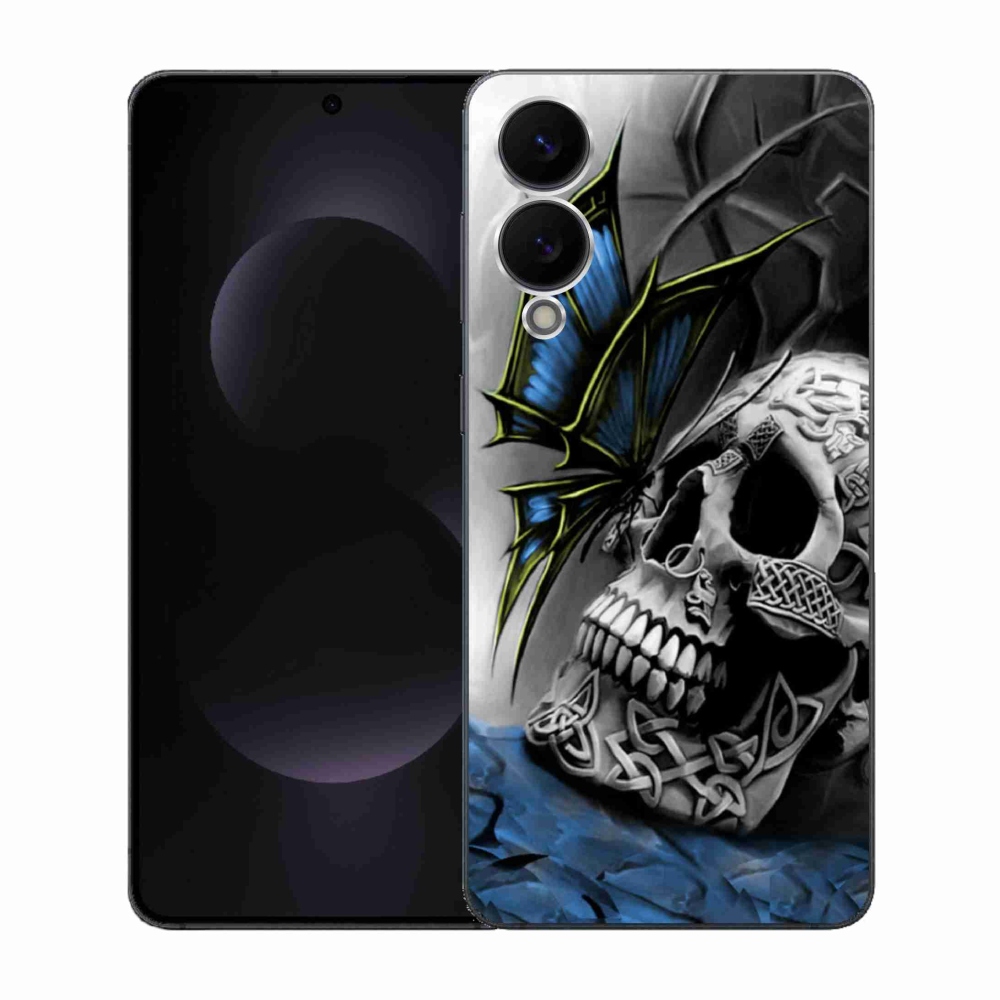 Gelový kryt mmCase na Samsung Galaxy S25 Edge - motýl a lebka