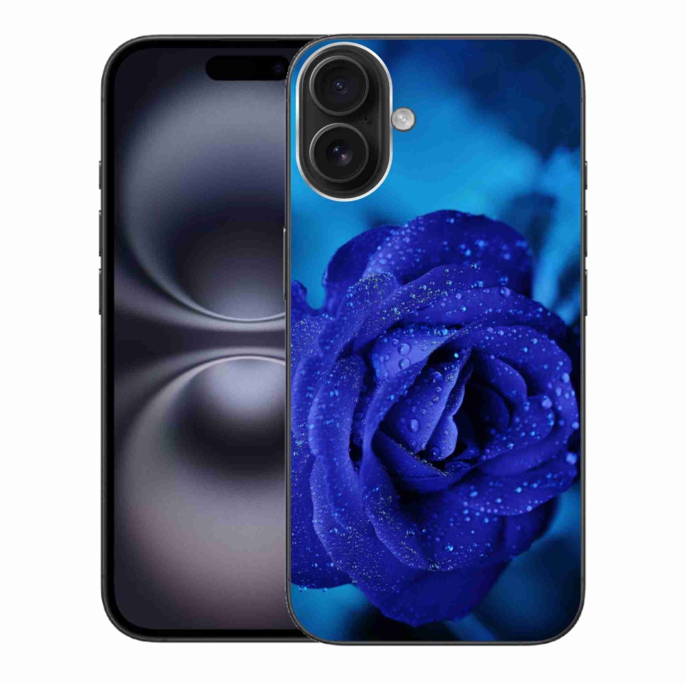Gelový obal mmCase na iPhone 16 Plus - modrá růže