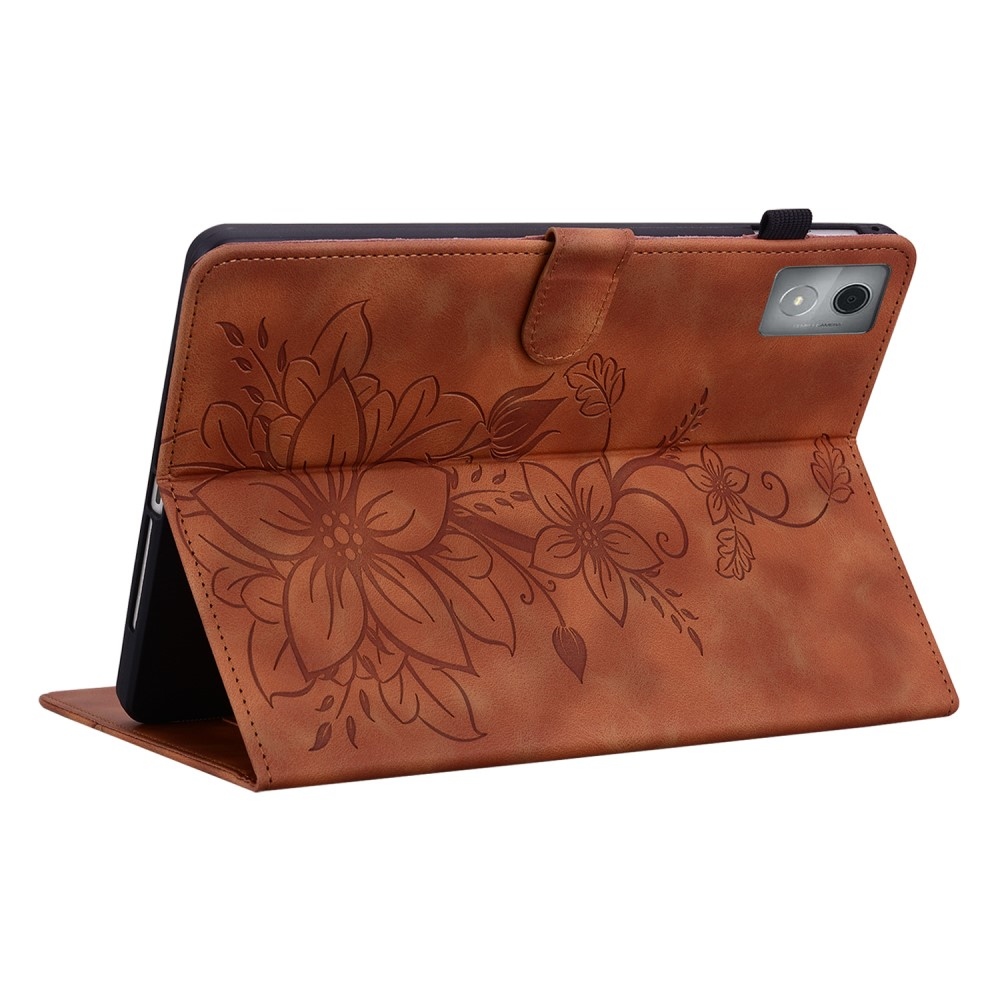 Flowers zavírací pouzdro na Lenovo Tab K11 Plus - hnědé