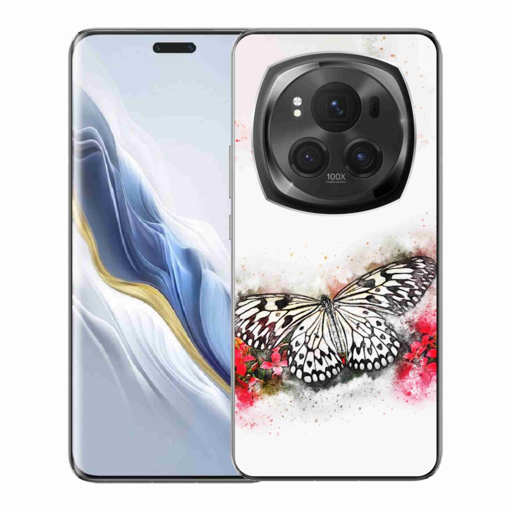 Gelový kryt mmCase na Honor Magic 6 Pro 5G - černobílý motýl