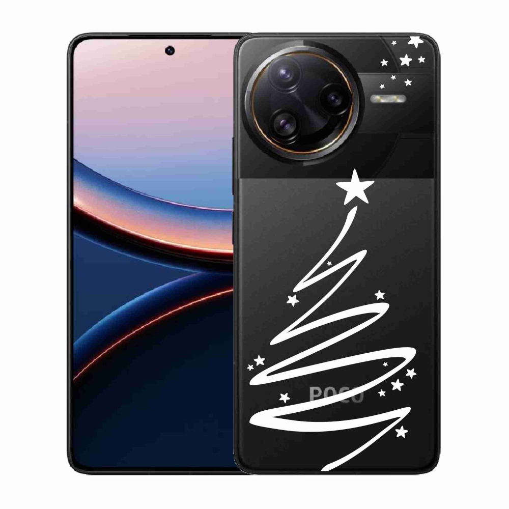 Gelový kryt mmCase na Xiaomi Poco F7 Ultra - bílý stromeček na průhledném pozadí
