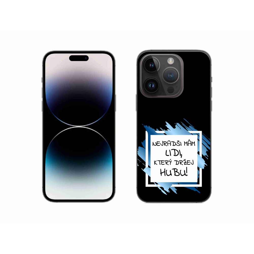 Gelový kryt mmCase na iPhone 14 Pro 6.1 - vtipný text 7 bíločerné pozadí