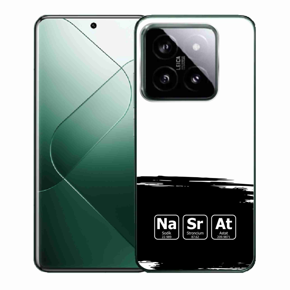 Gelový kryt mmCase na Xiaomi 14 - chemické prvky černobílé pozadí