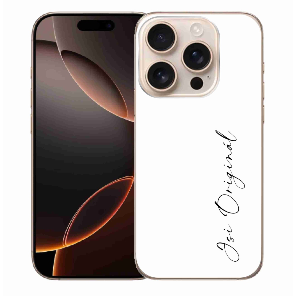 Gelový kryt mmCase na iPhone 16 Pro Max - jsi originál bílé pozadí