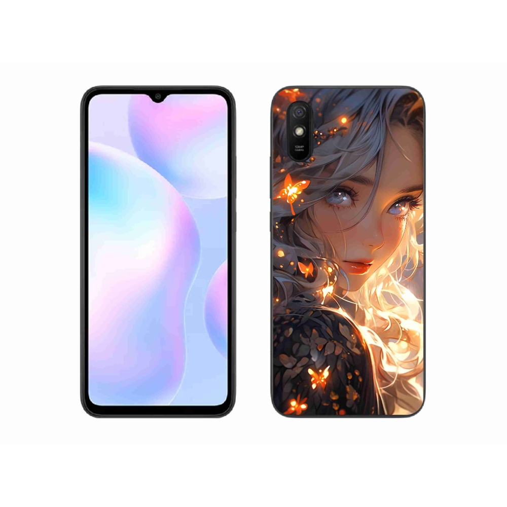 Gelový kryt mmCase na Xiaomi Redmi 9A - dívka a motýli