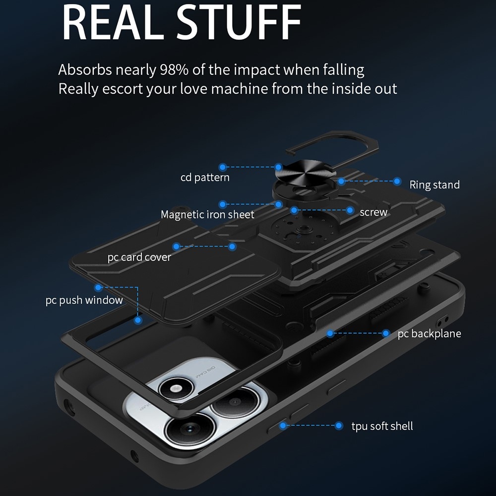 Slider odolný kryt na Xiaomi Redmi Note 14 5G - černý