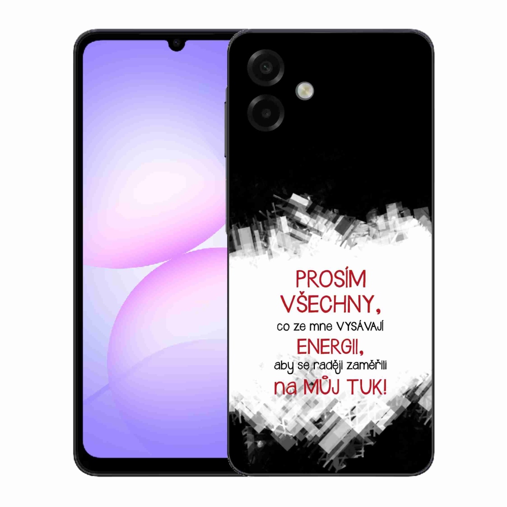 Gelový kryt mmCase na Samsung Galaxy A07 4G - vtipný text 1 červený