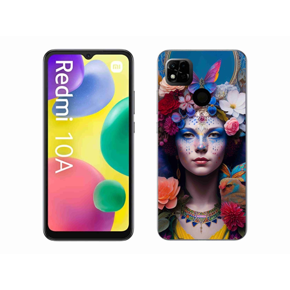 Gelový kryt mmCase na Xiaomi Redmi 10A - žena s květinami