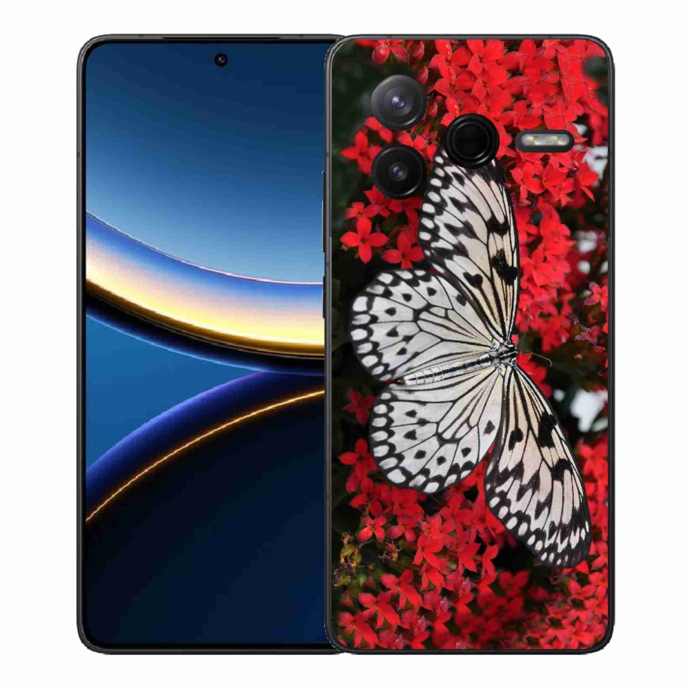 Gelový kryt mmCase na Xiaomi Poco F7 Pro - černobílý motýl 1