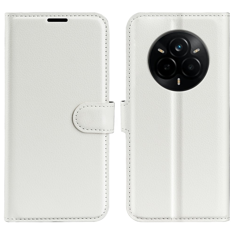 Litchi knížkové pouzdro na Realme 14 Pro 5G - bílé