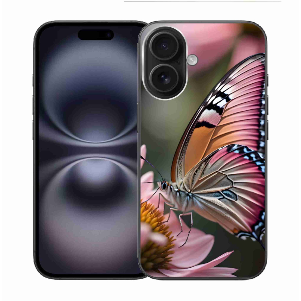 Gelový kryt mmCase na iPhone 16 - barevný motýl