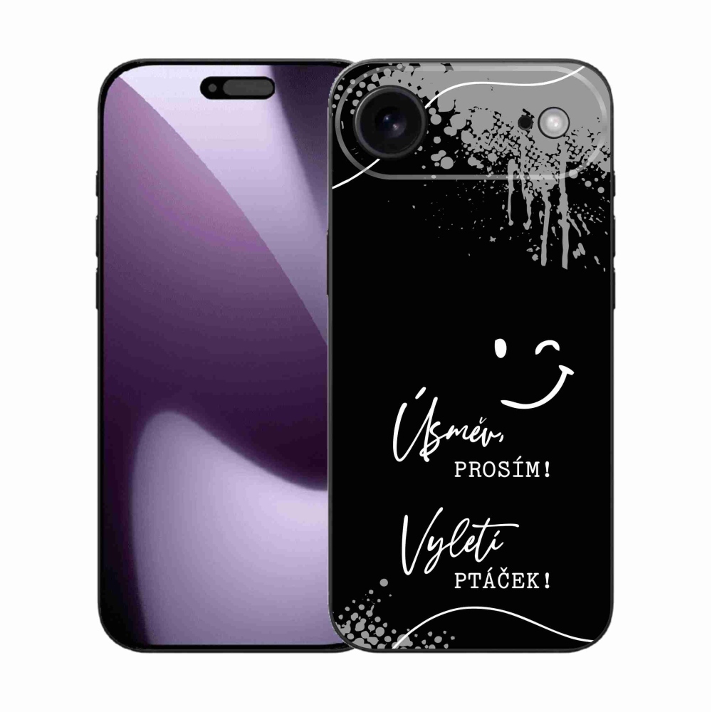 Gelový kryt mmCase na iPhone 17 Air - vtipný text 4 černé pozadí