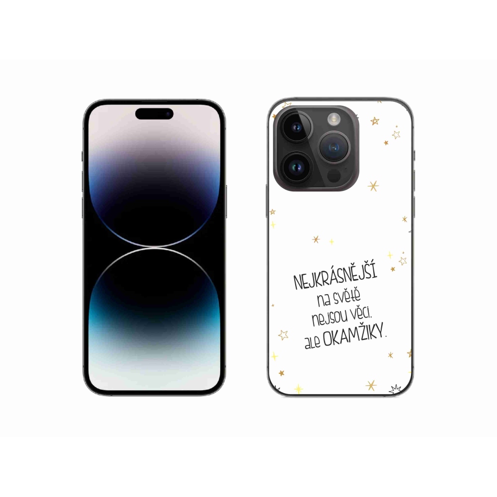 Gelový kryt mmCase na iPhone 14 Pro 6.1 - citát 4 bílé pozadí