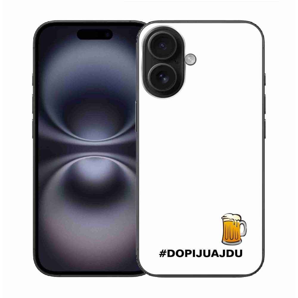 Gelový kryt mmCase na iPhone 16 - pivní motiv 1 bílé pozadí