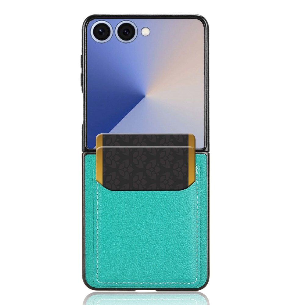 Combi plastový kryt s umělou kůží na Samsung Galaxy Z Flip7 5G - zelený