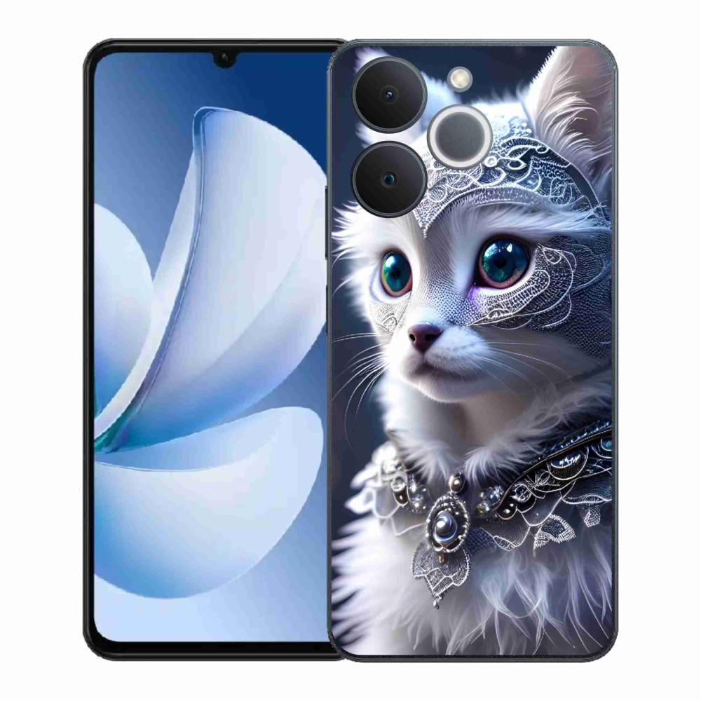 Gelový kryt mmCase na Realme Note 70T - bílá kočka