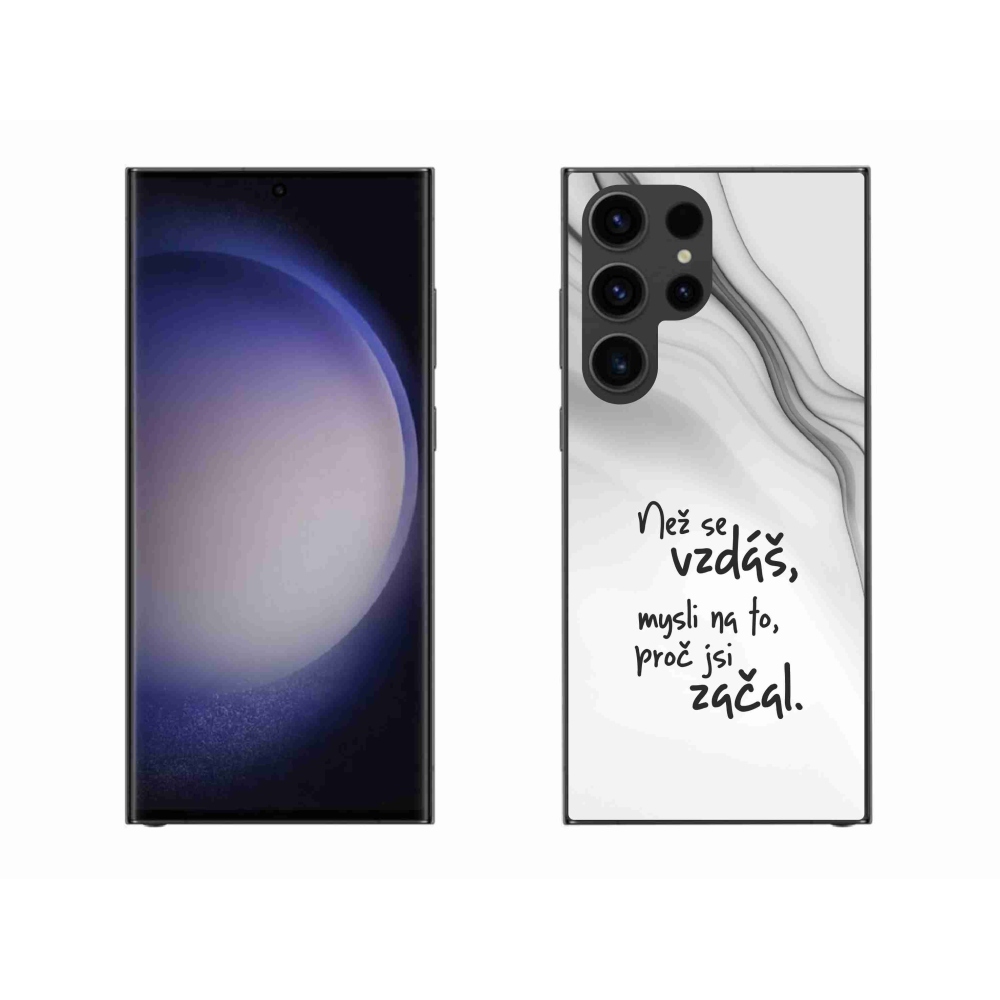 Gelový kryt mmCase na Samsung Galaxy S23 Ultra 5G - citát 2 bílé pozadí