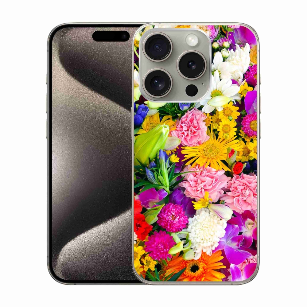 Gelový kryt mmCase na iPhone 15 Pro - květiny 12